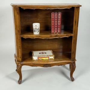 Vintage walnut wood antique etagere bookshelf